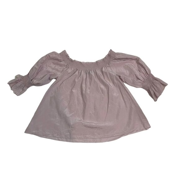 50% off! 7 For All Mankind blouse women's XL light purple off shoulder puff slee - Picture 6 of 7